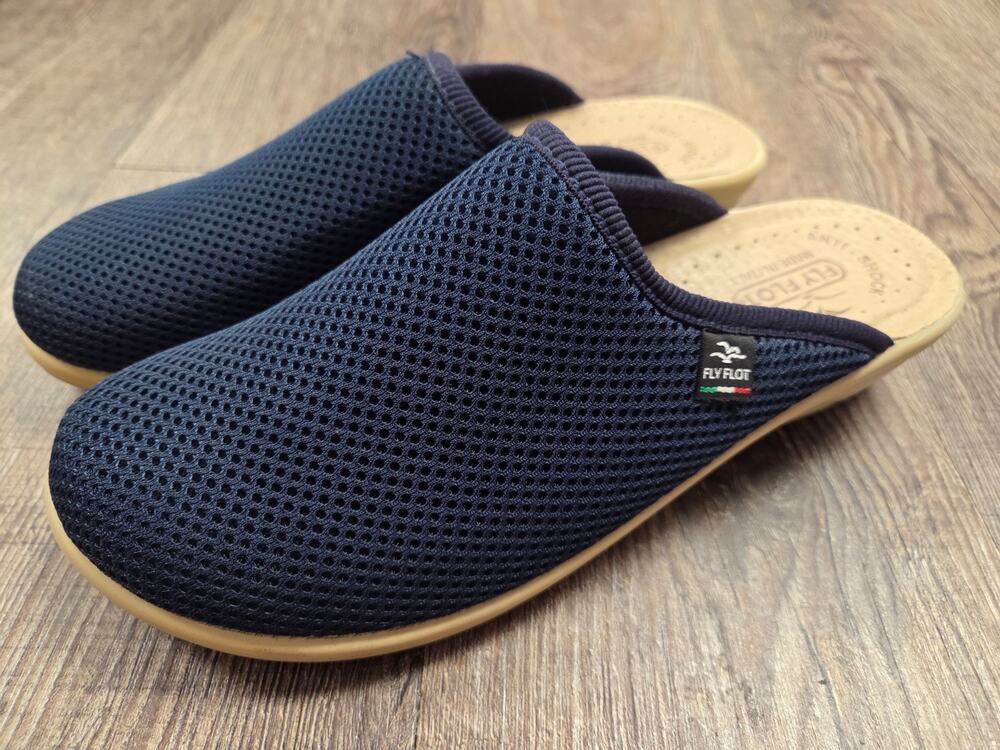 Fly Flot Anatomic Leather Mules Mesh Slip On Shoes Slippers 38 Navy Blue 8 US